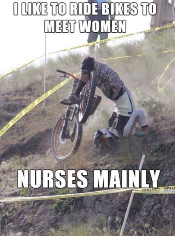 mountain biker crashes to meet nurses